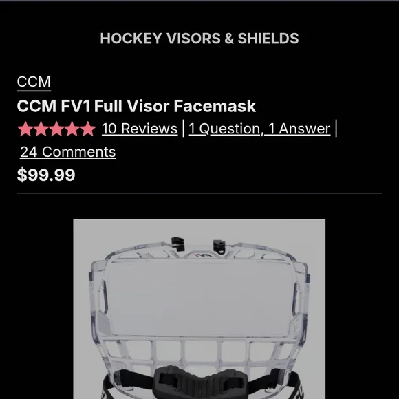 CCM Transparent Hockey Visor with Black Strap - Picture 9 of 9